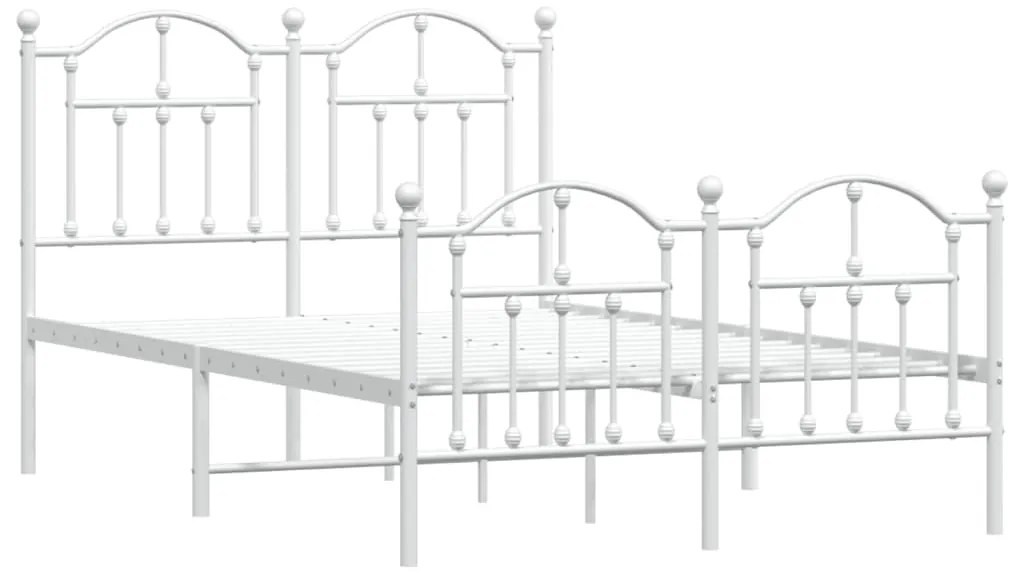 Estrutura de cama com cabeceira e pés 120x200 cm metal branco