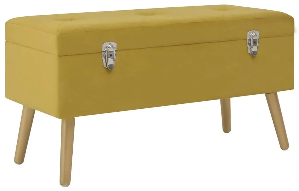 329930 vidaXL Banco c/ compartimento arrumação 80 cm veludo amarelo mostarda