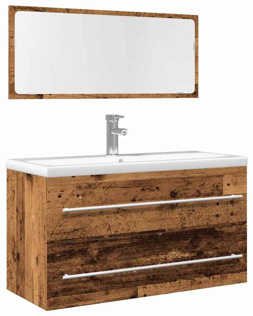 vidaXL 2 pcs conj. móveis casa banho derivados madeira madeira velha