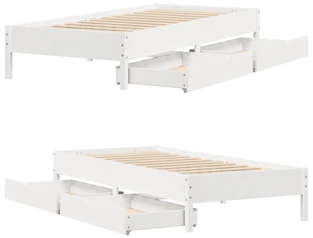 Cama sem colchão 90x190 cm madeira de pinho maciça branco