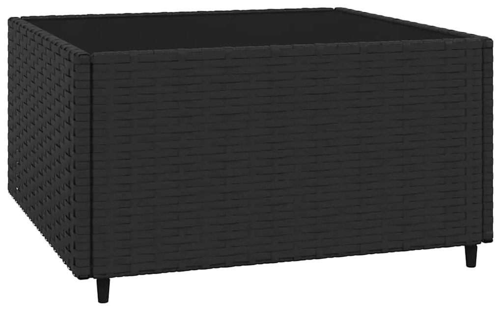 4 pcs conjunto lounge de jardim c/ almofadões vime PE preto