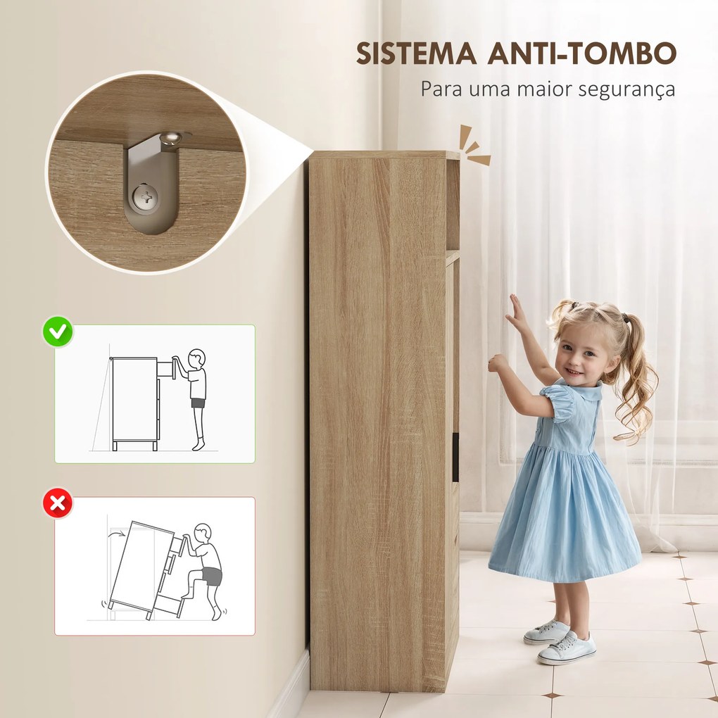 Móvel de Casa de Banho Estreito com 2 Gavetas Compartimento Aberto e Prateleiras Ajustáveis 50x25x100 cm Madeira
