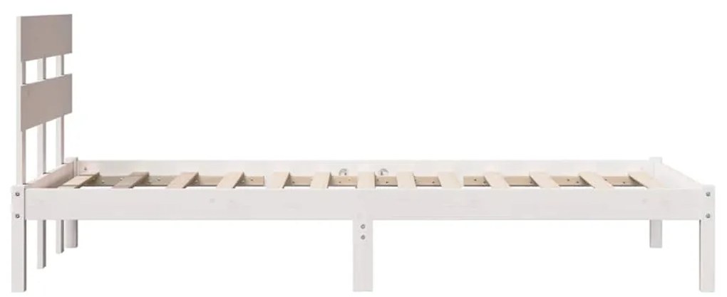 Estrado de Cama com Cabeceira Branco 90x190 cm Madeira Sólida Pinho