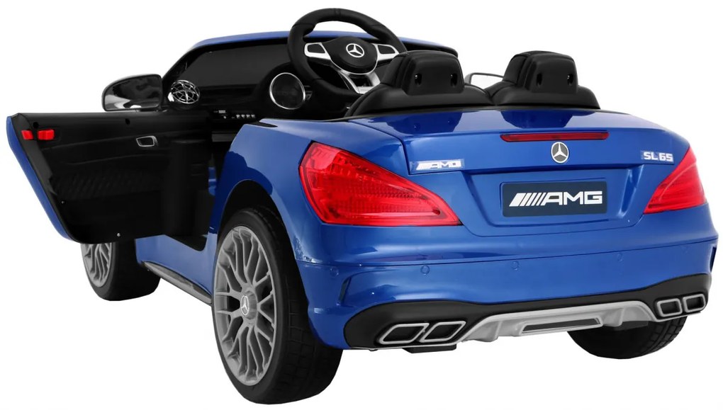 Carro elétrico para Crianças 12V  Mercedes AMG SL65 Rodas de EVA, Assento de couro Azul Pintado