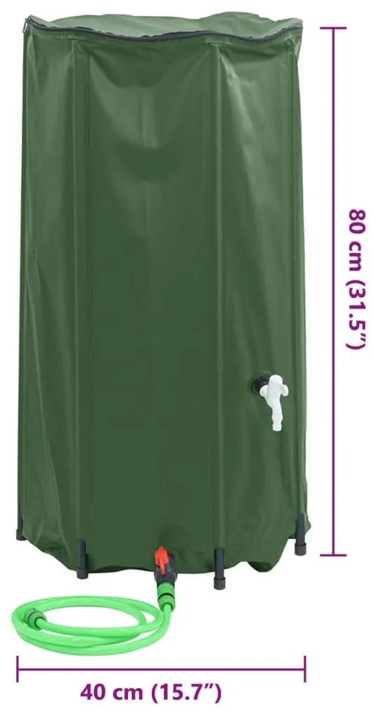Depósito de água dobrável com torneira 100 L PVC