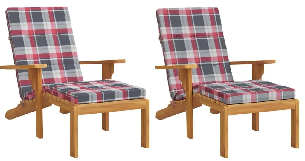 Almofadões cadeira terraço 2 pcs tecido oxford xadrez vermelho