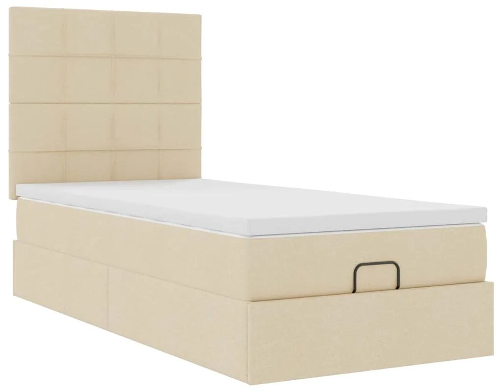 Estrutura de cama otomana com creme de colchão 100x200cm tecido