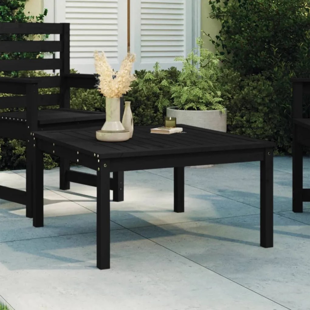 vidaXL Mesa de jardim 82,5x82,5x45 cm madeira de pinho maciça preto