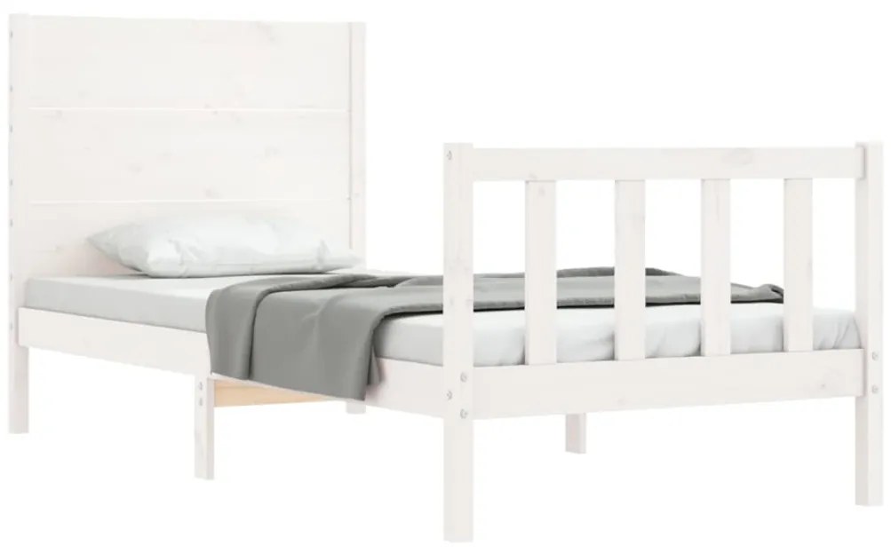 Cama sem colchão 100x200 cm madeira de pinho maciça branco