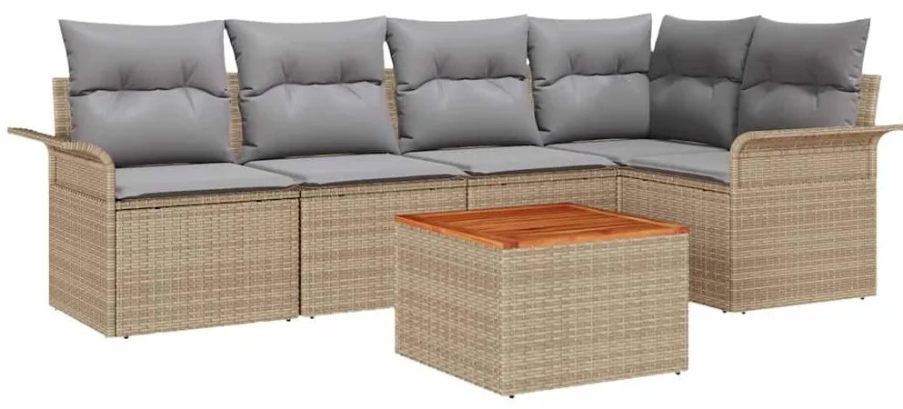Conjunto de sofá de jardim com 6 peças da , almofadas beje em rattan s