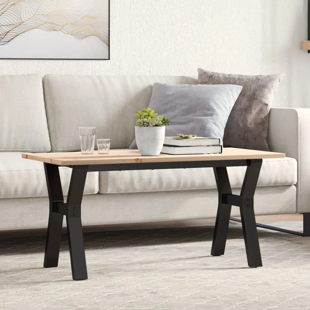 Mesa de centro estrutura em Y 100x50x45cm pinho e aço