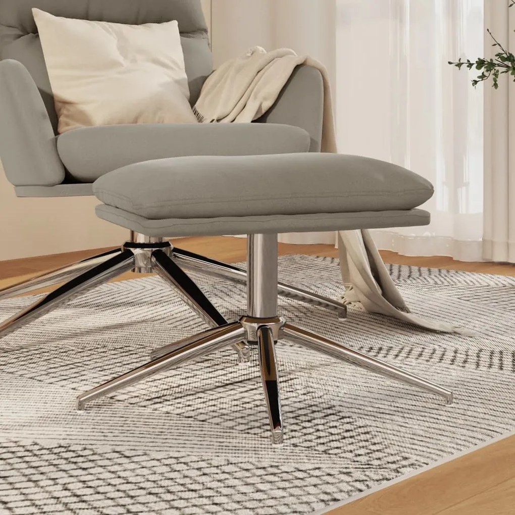 vidaXL Apoio de pés tecido de microfibra 60x60x35 cm cinza-claro