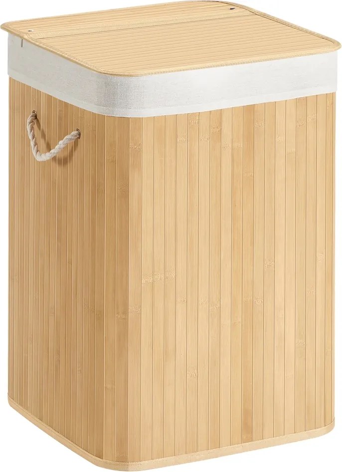 Cesto da roupa suja, com tampa de 95 L, em bambu 40 x 40 x 61 cm cor natural