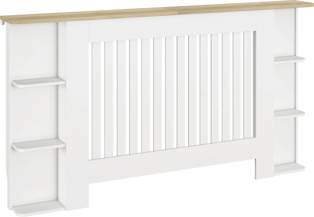 Cobertura para Radiadores com Prateleiras Desenho Moderno de Ripas para Sala de Estar Quarto 152x19x83 cm Branco