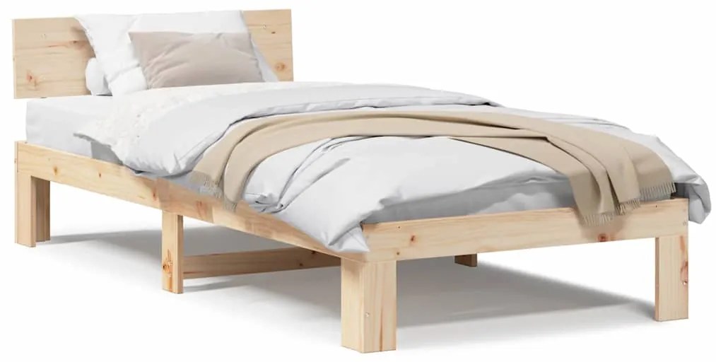 Estrado de Cama com Cabeceira 90x190 cm Madeira de Pinho