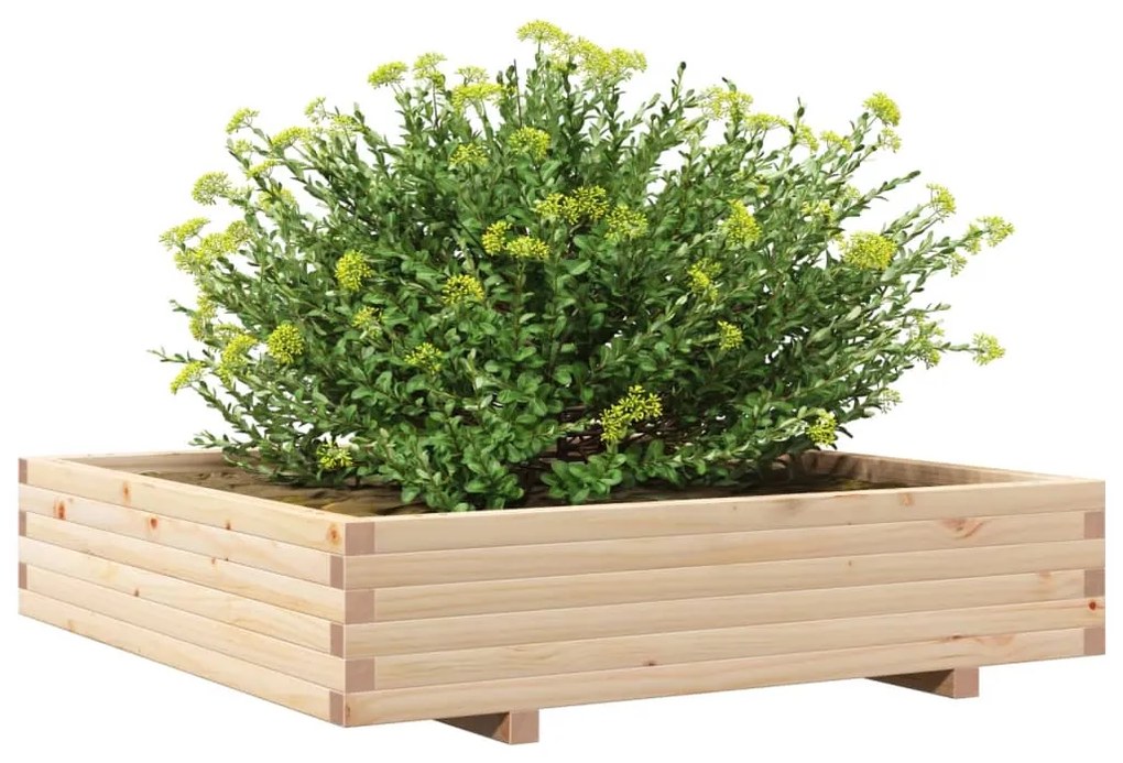 Vaso/floreira de jardim 110x110x26,5 cm madeira de pinho maciça