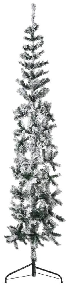 344607 vidaXL Meia árvore de Natal fina com flocos de neve 210 cm