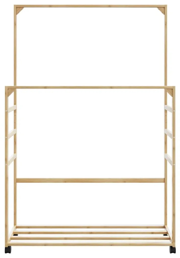 Cabide com prateleiras e rodas 90x35x155 cm bambu