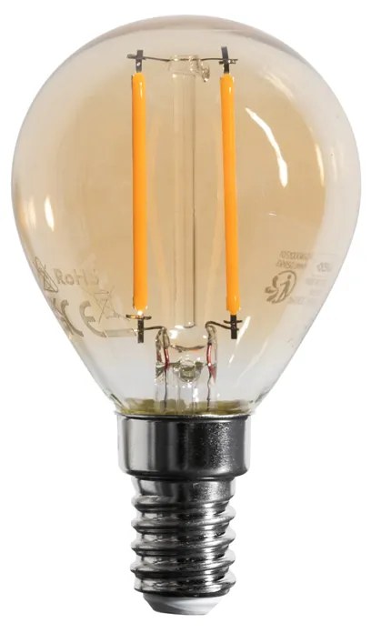 Set van 5 E14 dimbare LED lamp G45 goud 4W 330 lm 2100K