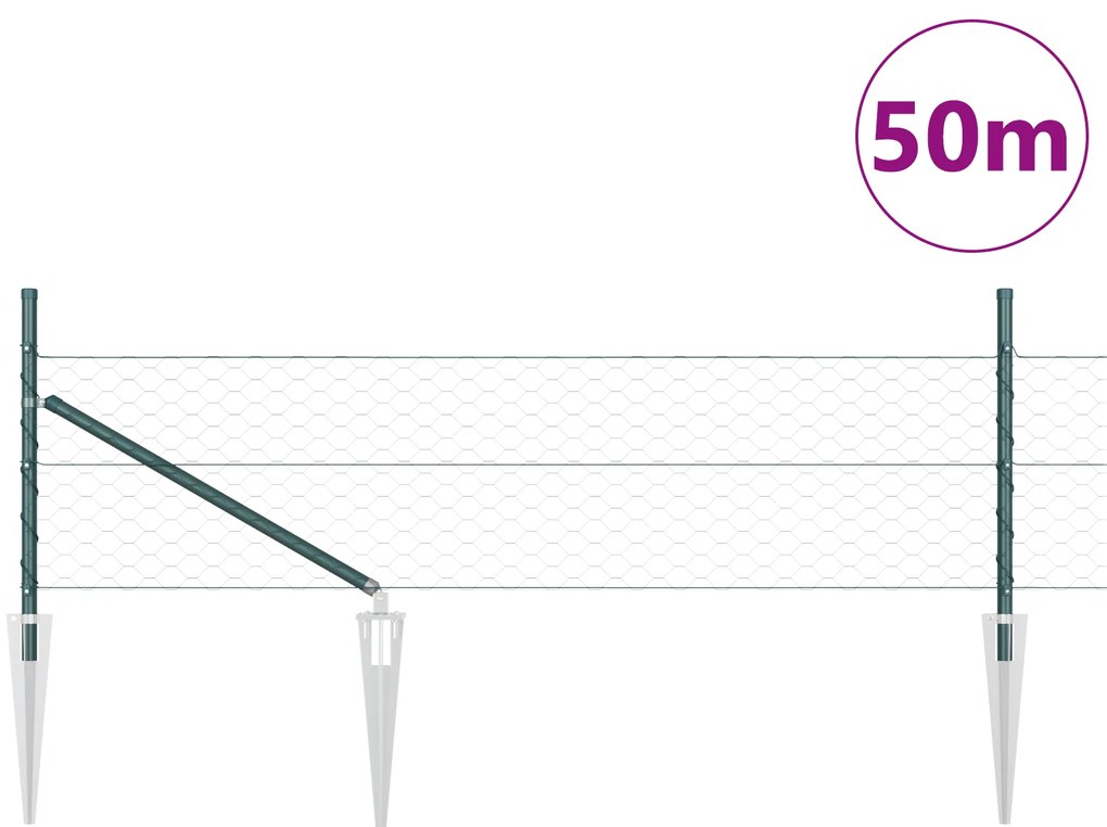 Cerca Hexagonal vidaXL Verde 0.4x50 m Aço