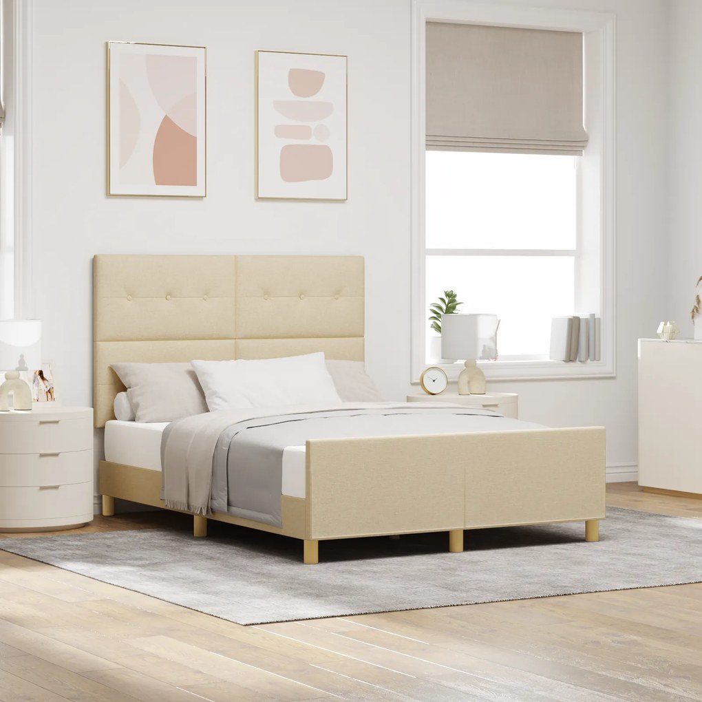 Estrutura de Cama Creme 140x200 cm da vidaXL em Tecido