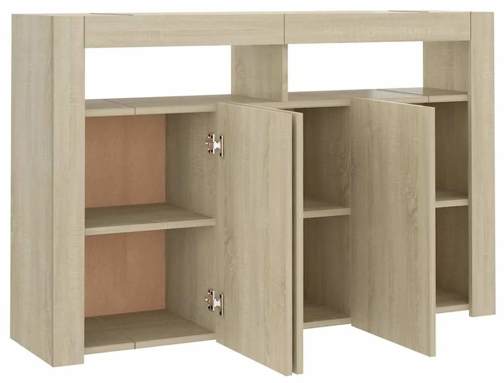 Aparador com luzes LED 115,5x30x75 cm carvalho sonoma