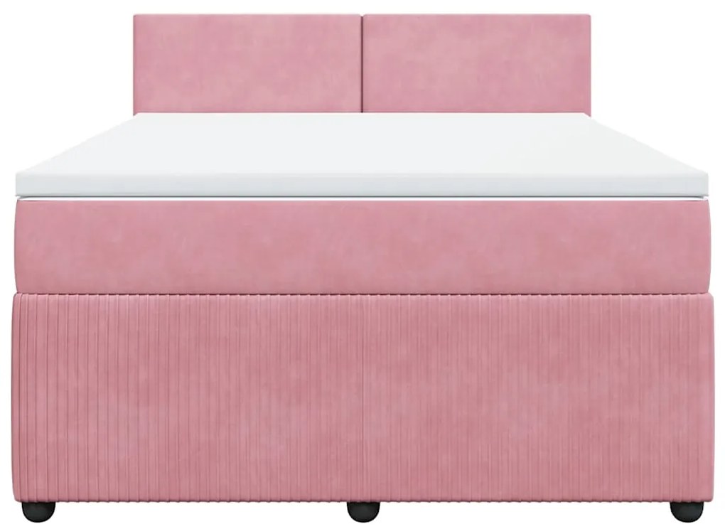 Cama com molas/colchão 140x200 cm veludo rosa