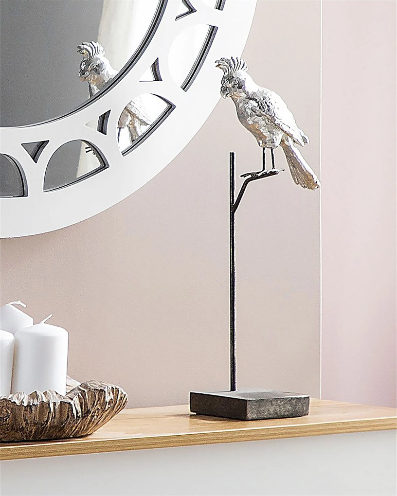 Estatueta decorativa prateada e preta COCKATOO Beliani