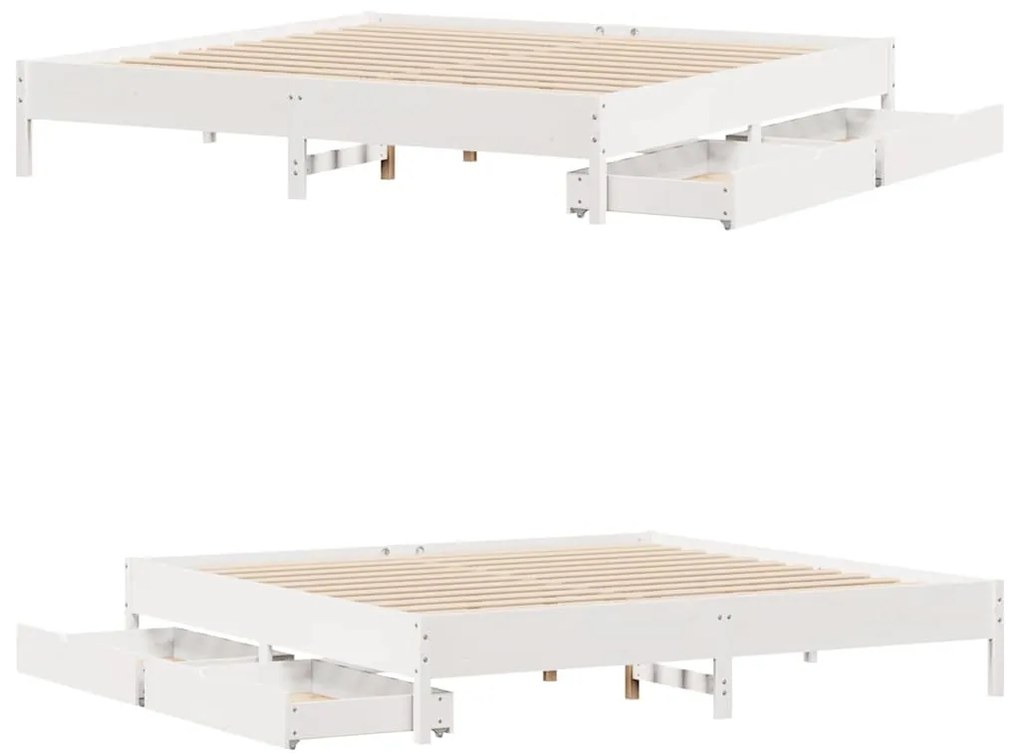 Cama sem colchão 180x200 cm madeira de pinho maciça branco