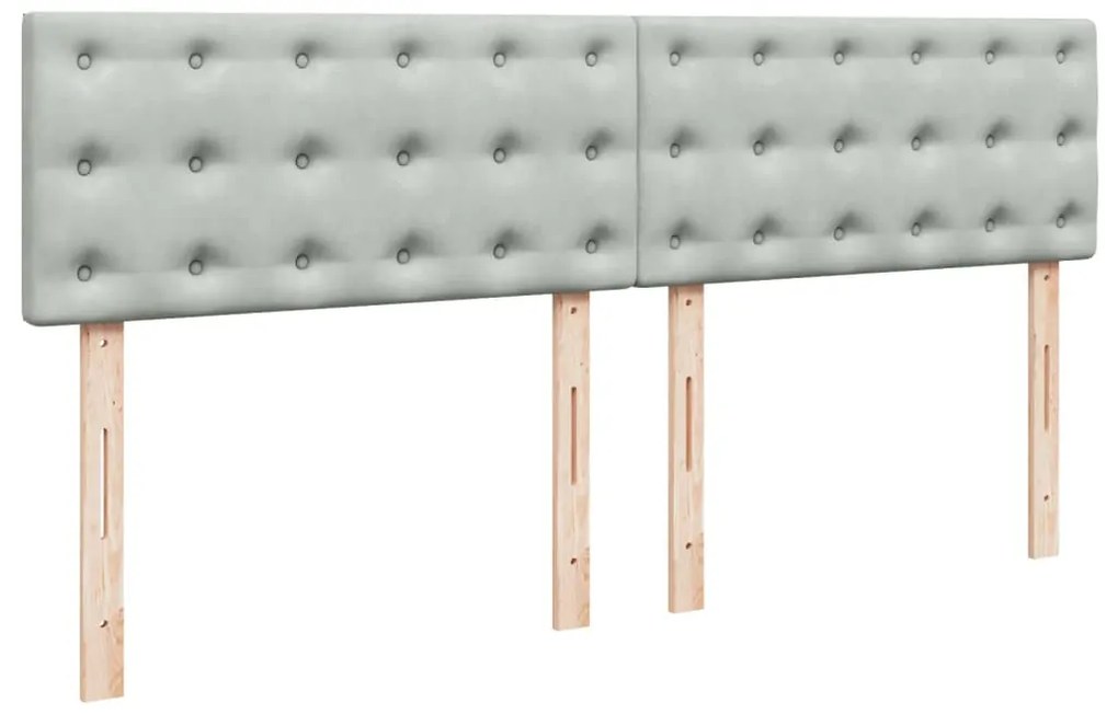 Cama com molas/colchão 200x200 cm veludo cinzento-claro