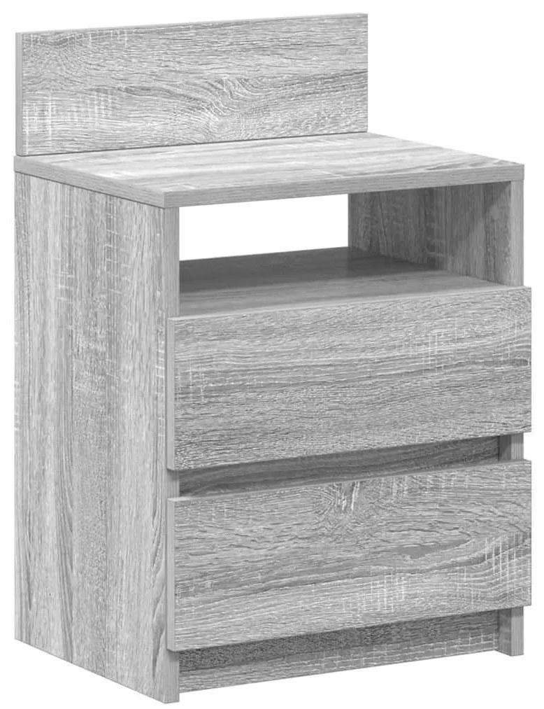 Mesas de cabeceira 2pcs com 2gavetas 40x33x60cm cinzento sonoma