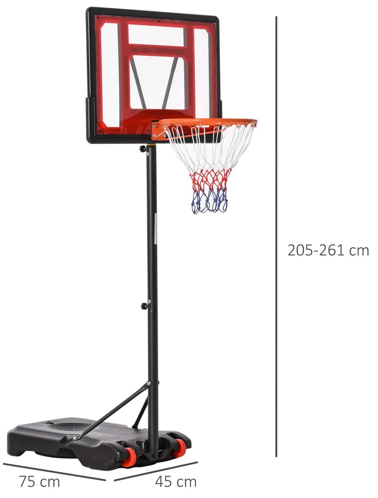 Cesto de Basquetebol com Altura Ajustável de 160-210cm