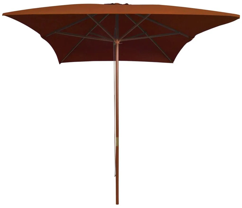 Guarda-sol de jardim c/ poste de madeira 200x300 cm terracotta