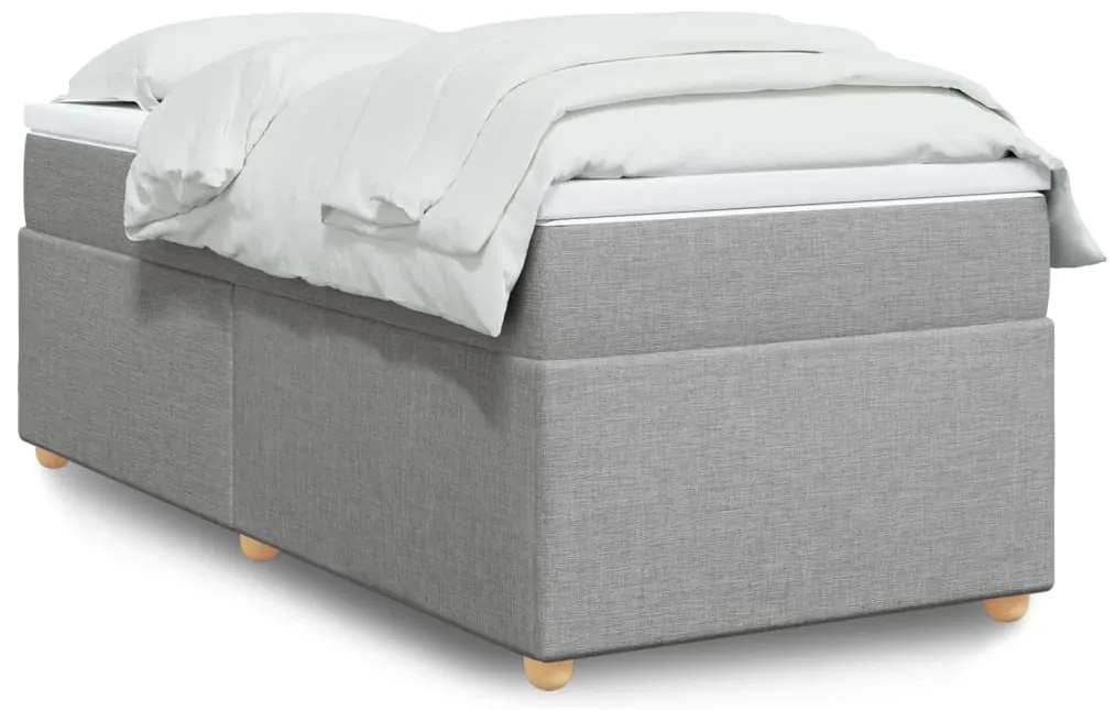 vidaXL Cama com molas/colchão 90x200 cm tecido cinza-claro