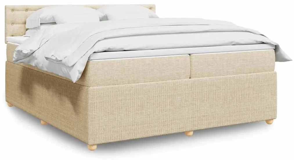 vidaXL Cama com molas/colchão 200x200 cm tecido cor creme