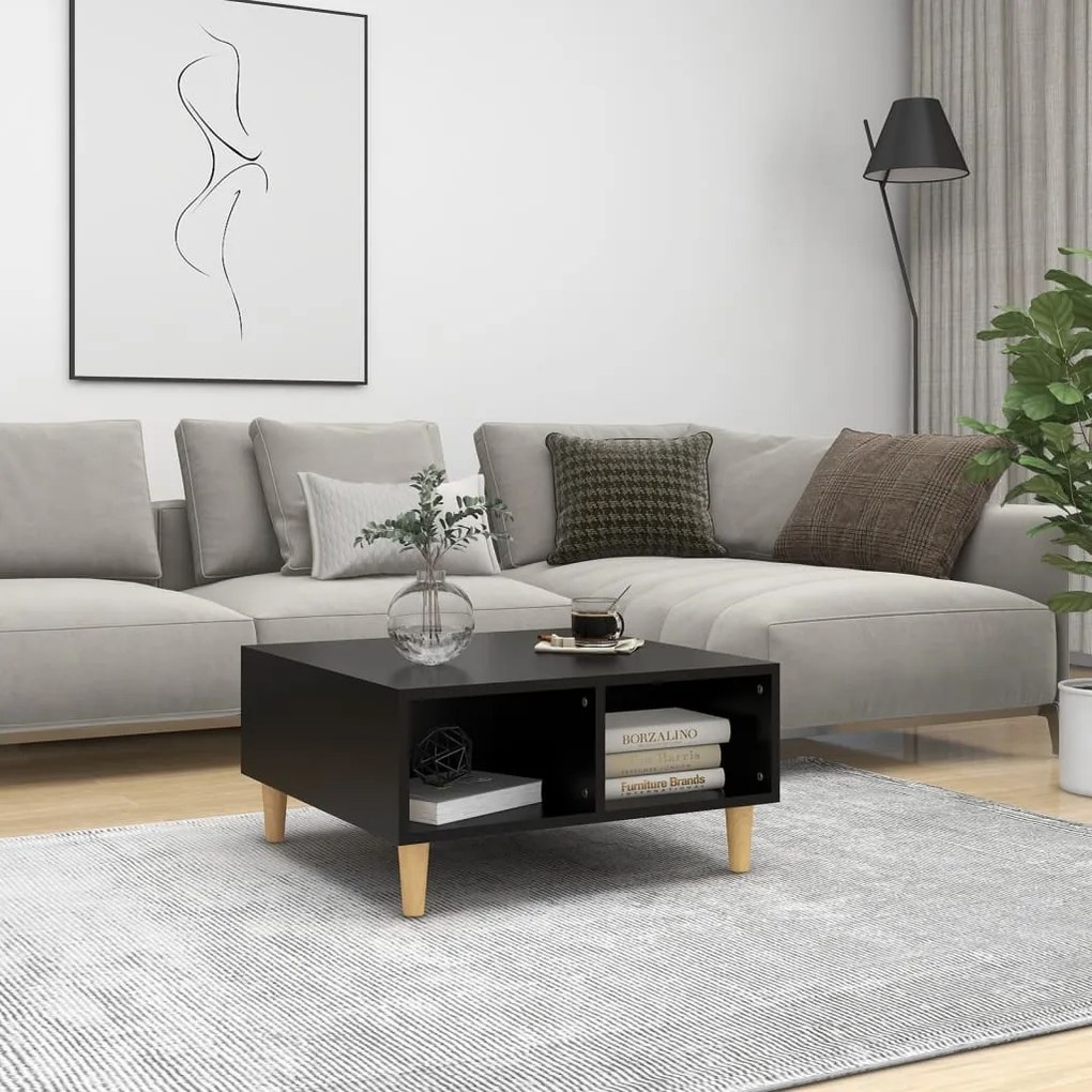 vidaXL Mesa de centro 60x60x30 cm contraplacado preto