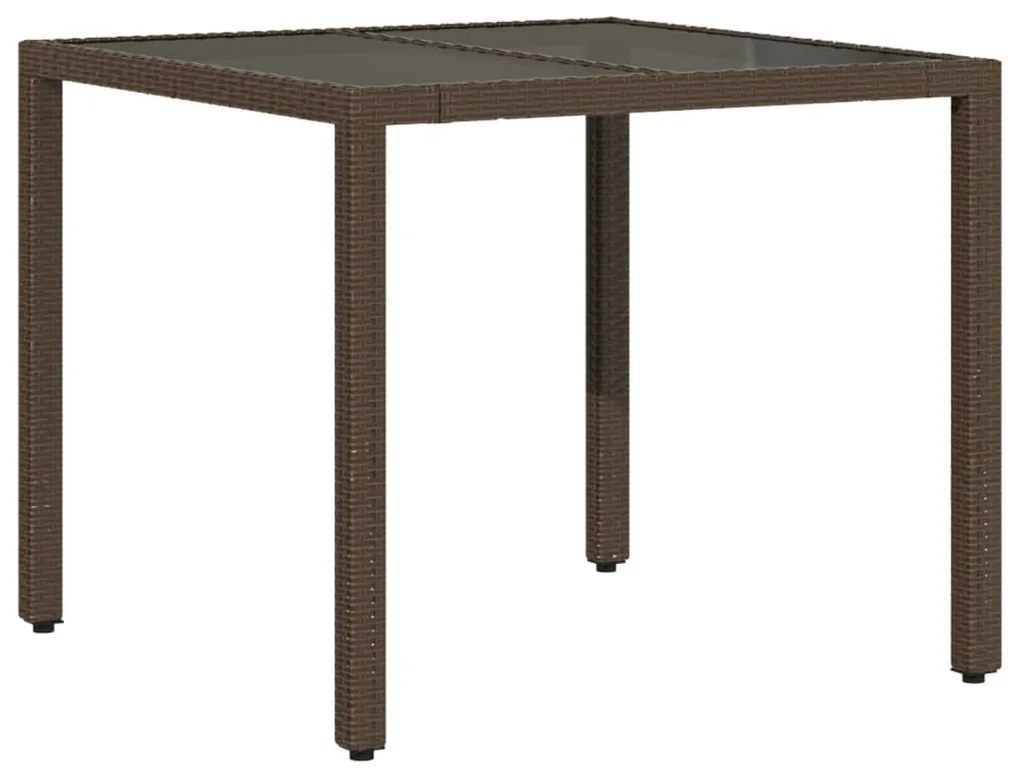 3pcs conjunto jantar jardim c/almofadões vime PE/vidro castanho