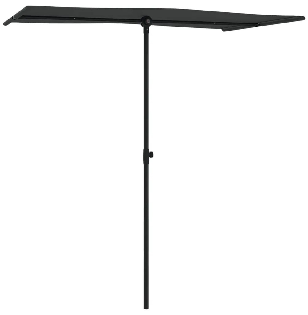 Guarda-sol de jardim com poste de alumínio 180x110 cm preto