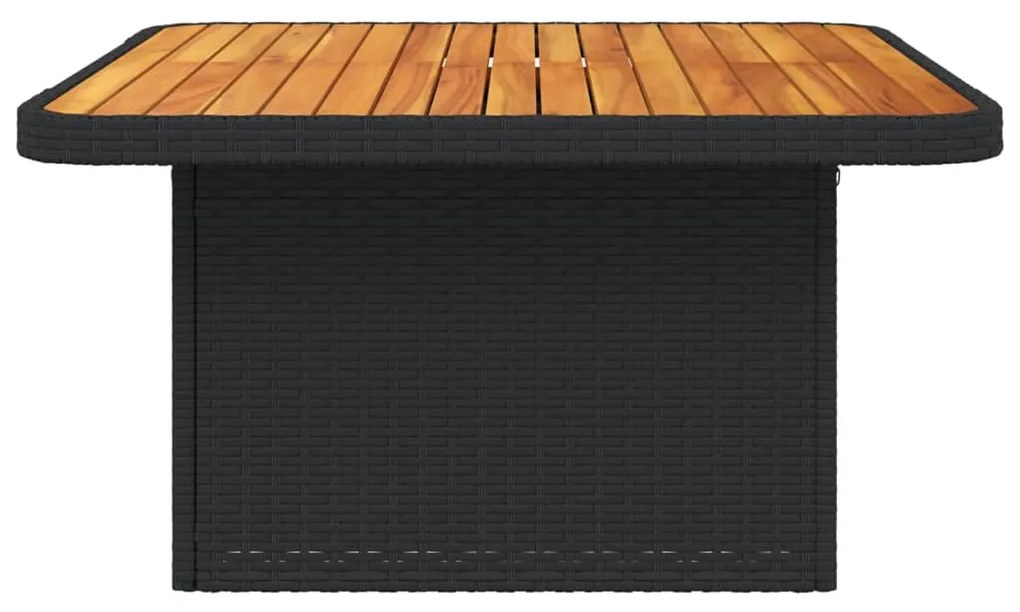 Mesa de jardim 80x80x71 cm vime PE e madeira de acácia preto