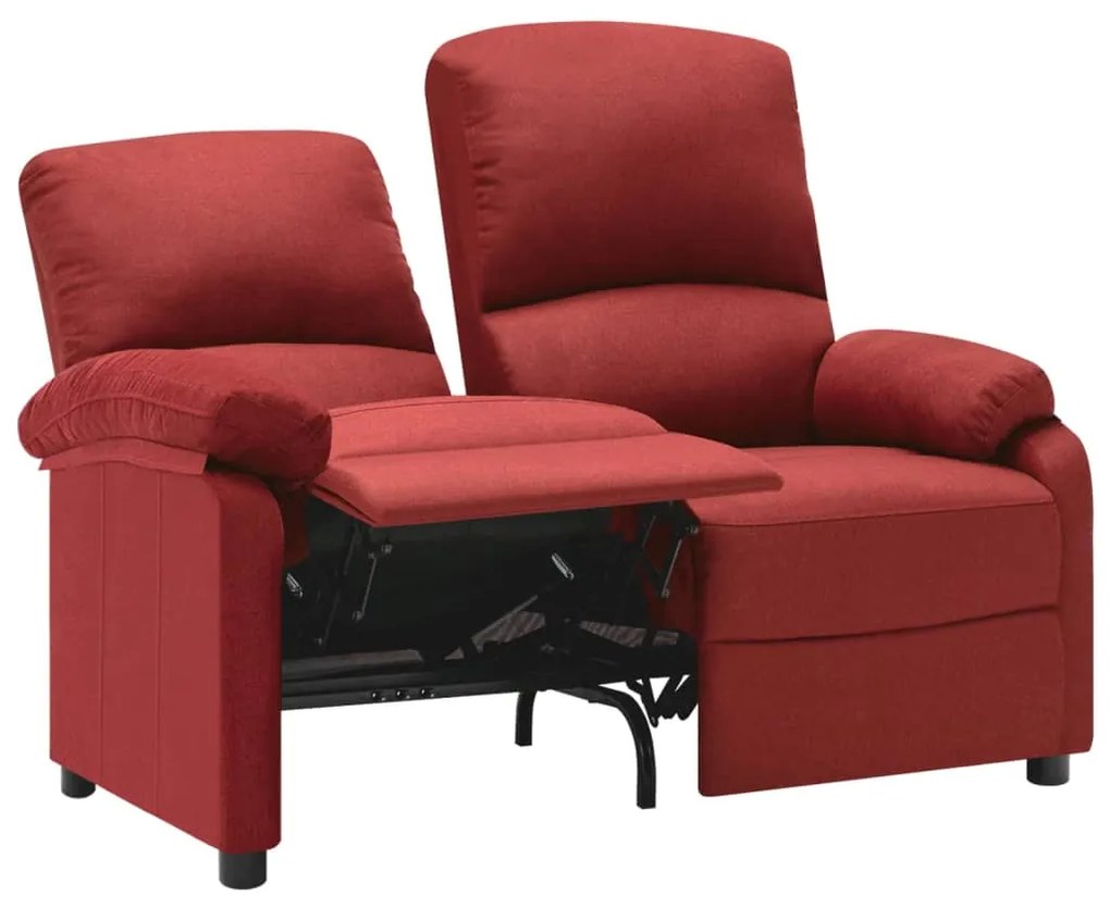 vidaXL Sofá de 2 lugares reclinável em tecido vermelho tinto