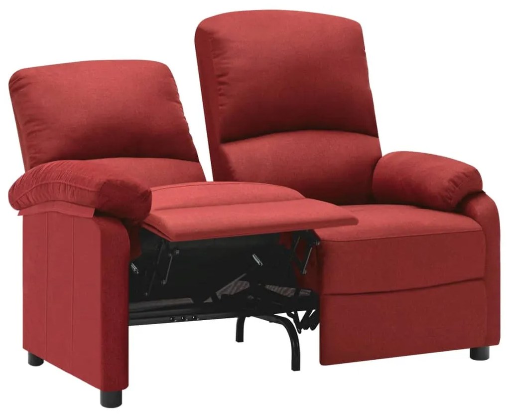 Sofá de 2 lugares reclinável em tecido vermelho tinto