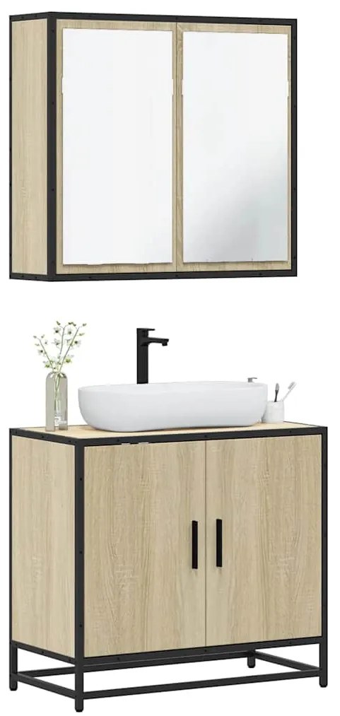 vidaXL 2 pcs conj. móveis casa banho derivados madeira carvalho sonoma