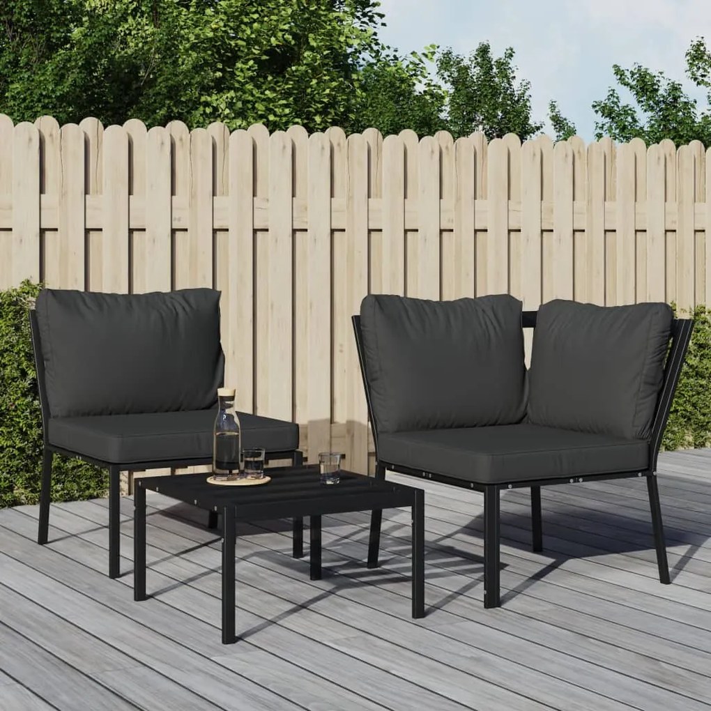 vidaXL Cadeira de jardim com almofadões cinzentos 76x76x79 cm aço
