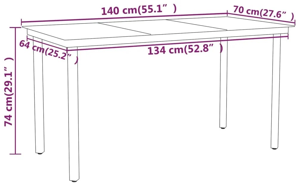 5 pcs Conjunto de jantar para jardim preto