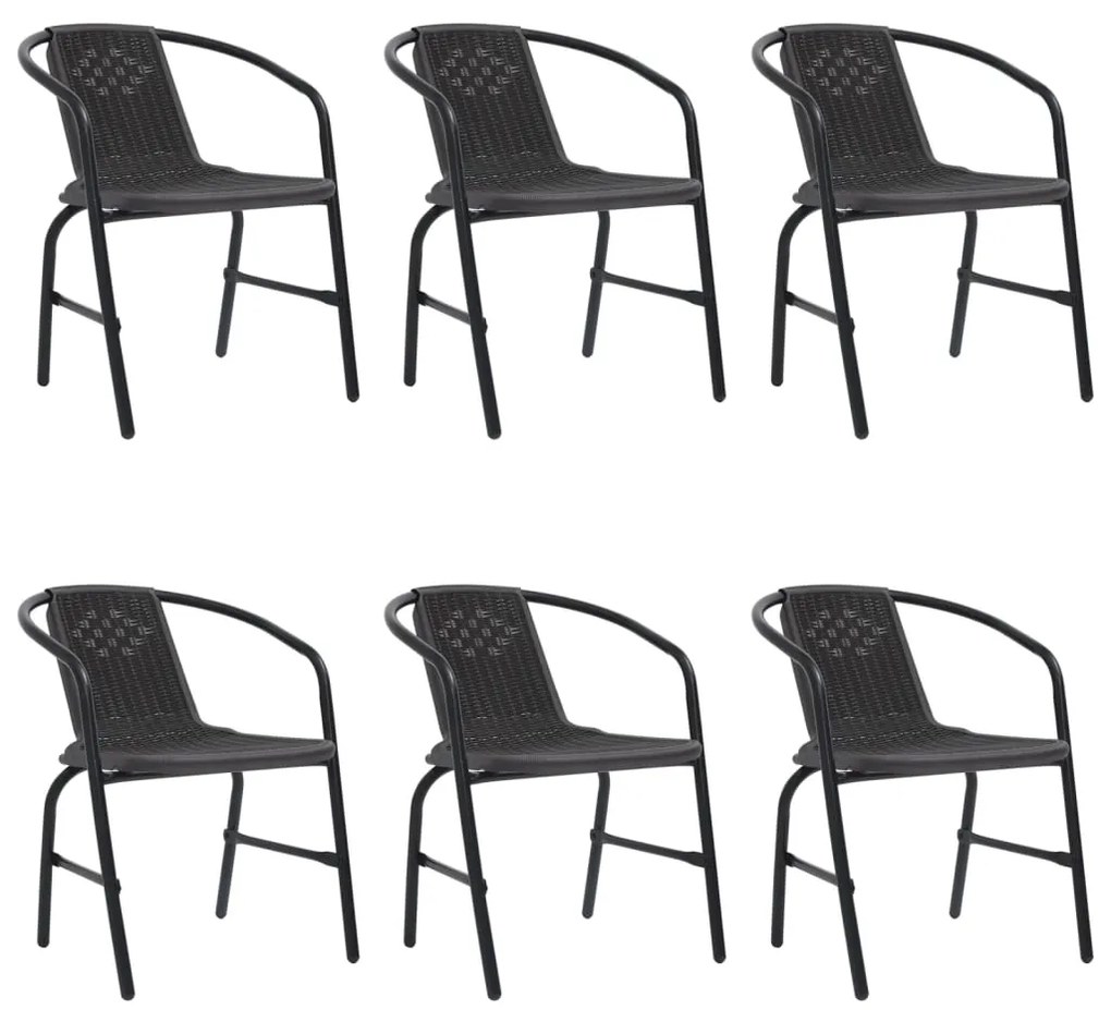 vidaXL Cadeiras de jardim 6 pcs vime plástico e aço 110 kg