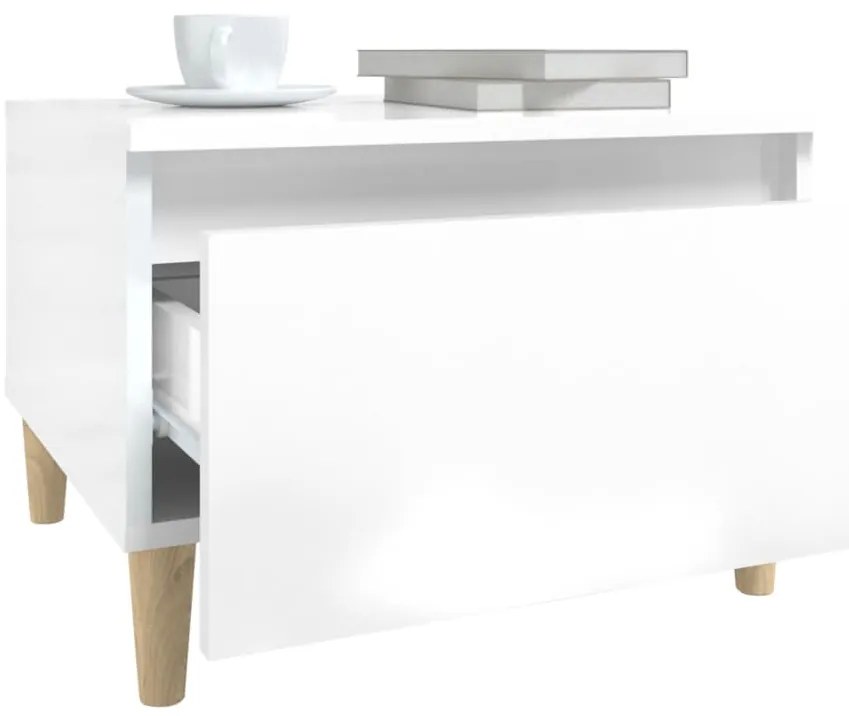 Mesas de apoio 2 pcs 50x46x35cm deriv. madeira branco brilhante