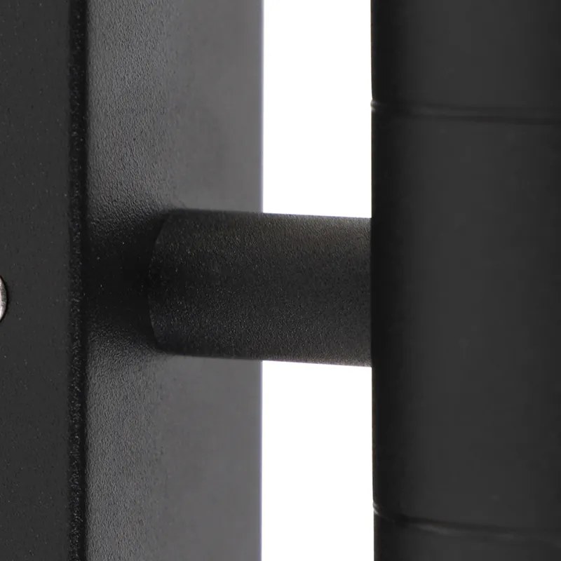 Candeeiro de parede exterior preto IP44 2 luzes - Duo Moderno