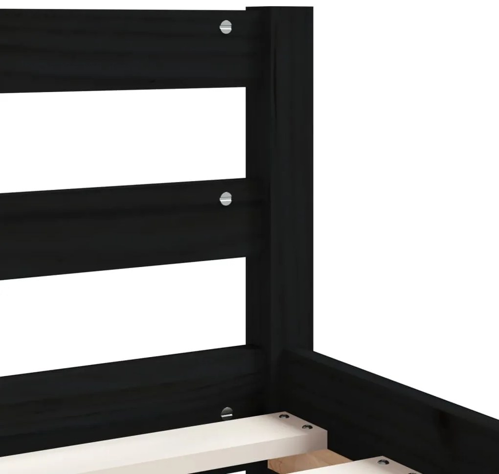 Estrutura cama infantil c/ gavetas 80x160 cm pinho maciço preto