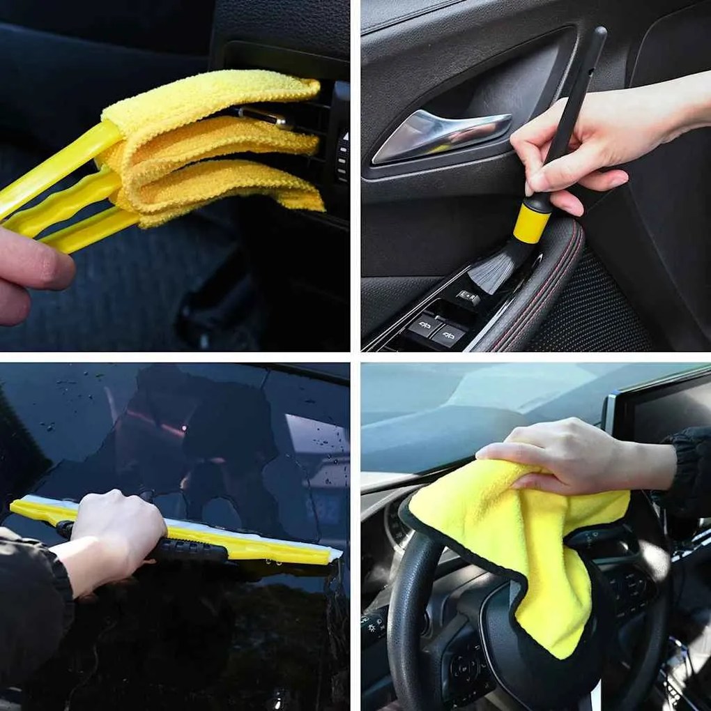 vidaXL Conjunto de Escovas para Carro Multicolor vime PE