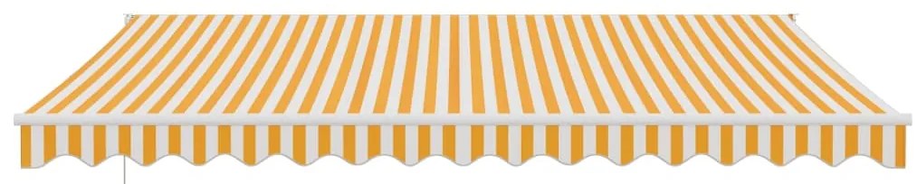 Toldo retrátil 4x3 m tecido e alumínio amarelo e branco